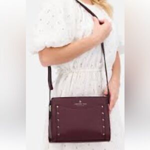 London Fog Taylor Studded Dark Plum Color Crossbody Bag. 7 .5 x 9 .5 x 4 . NWT